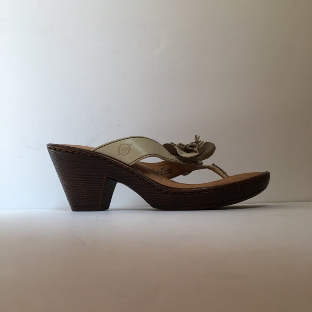 Born Thong Sandals with Flower Detail, Light Taupe, Size 6